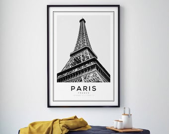 Paris Print, Eiffel Tower Print, France Print, Black and White Photo, Digital Wall Art, Paris Wall Art, Paris City Print, Paris France