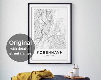 Copenhagen Map Print, Scandinavian Print, Black and White Map, Denmark Map Print, Copenhagen Map Poster, City Map Print, Affiche Scandinave