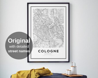 Cologne Map Print, Cologne Map Poster, Large Maps, Travel Wall Art, Printable Wall Art, Digital Wall Art, Instant Download