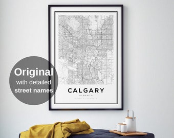 Calgary Map Print, Calgary Alberta, Calgary Map Posters, Digital Wall Art, Printable Wall Art, On Sale, Anniversary Gift, Map Gifts