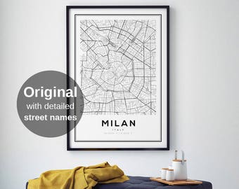 Milan Map Print, Milan City, Milan Map Poster, Fashion wall art, Milano, Black and White Map, Italia, Italy Print, Milan Italy Map, Wall Art