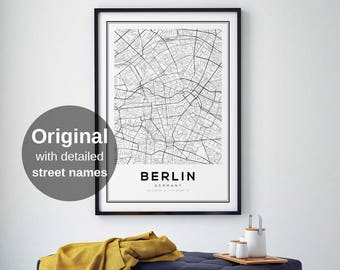 Berlin Map Print, Berlin City Map, Berlin Map Poster, Berlin, Black and White Map, Germany, Germany Print, Berlin Karte, Modern Minimalist