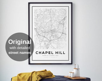 Chapel Hill Map Print, Chapel Hill North Carolina, North Carolina Maps, Street Maps, Map Prints, Printable Maps, Map Wall Art, Map Poster