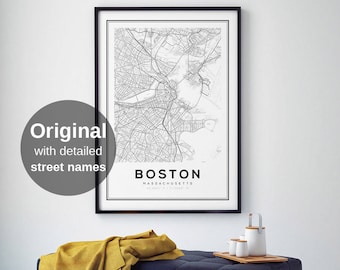 Boston Map Print, City Map Decor, City Map Wall Art, Massachusetts Map, Boston Map Poster, US Map Print, Boston City, Printable Wall Art