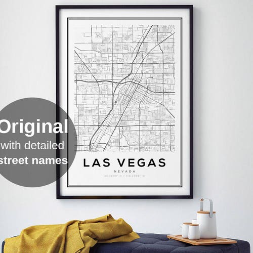 Las Vegas Nevada Map Las Vegas Map Minimalist Map Las Etsy