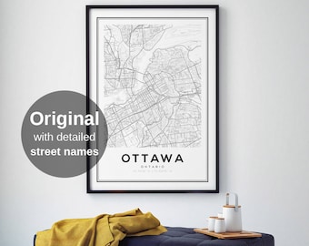 Ottawa City Map Print, Ontario Map Print, Canada Map Print, City Map Print, Map Wall Art, Modern Map Print, Ottawa Ontario, Canadian Maps