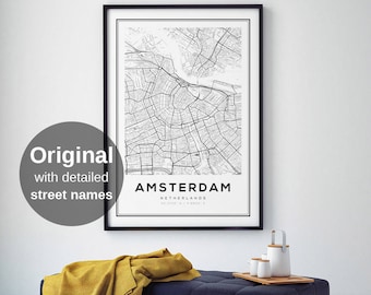 Amsterdam Map Print, Amsterdam City, Holland Print, Amsterdam Map Poster, Amsterdam, Black and White Map, Amsterdam Kaart, Netherlands