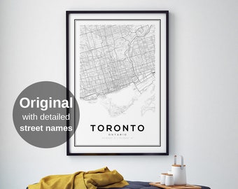 Toronto Map Print, Map of Toronto, Toronto Ontario, Toronto Map Poster, Ontario Map Print, Modern Home Decor, Printable Wall Art, U of T