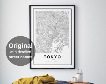 Tokyo Map Print, Tokyo Japon, Carte du Japon, Tokyo Map Art, Tokyo Map Poster, Tokyo Map Wall Art, Carte de Tokyo, Impression de carte moderne, Plan de la ville