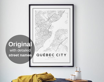 Quebec Map Print, Quebec City Maps, Quebec Maps, Map of Quebec, Map of Canada, Quebec City Map Poster, City of Quebec, Modern Map Prints