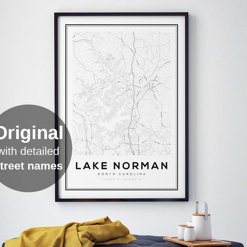 Lake Norman North Carolina Poster Skyline Art Print NC Item Etsy