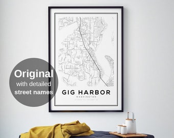 Gig Harbor Map Print, Washington Map Posters, Gig Harbor Map Poster, Gig Harbor Washington, US Maps, USA, Washington Map Prints, Wall Art