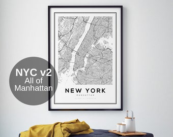 New York Maps, Map of Manhattan, NYC, Map Prints, Modern Home Decor, Map Gifts, Gift Ideas, New York City, New York, Central Park, Maps