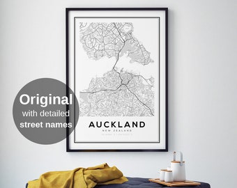 Auckland Map Print, New Zealand Maps, Auckland Map Wall Art, Printable Wall Art, Modern Home Decor, Living Room Wall Art, Modern City Map