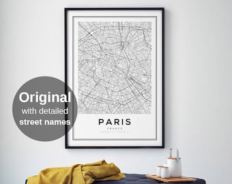 Paris Map Print, Paris Carte, Paris City, Paris Map Poster, France City, City Map Print, Black and White Map, France, France Print, Wall Art