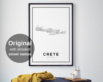 Crete Map Print, Crete Maps, Crete Greece, Crete Wall Art, Digital Wall Art, Travel Wall Art, Travel Map Print, Travel Maps, Printable Maps