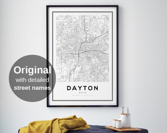 Dayton Map Print, Dayton Map Poster, Dayton Ohio, Ohio Maps, Dayton Gifts, Dayton Prints, Dayton Street Maps, Travel Maps, City Maps