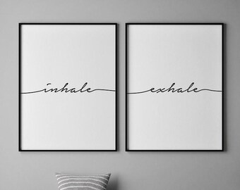 Inhale Exhale Print, Yoga Wall Art, Printable Wall Art, Inhale Exhale, Pilates Art, Relaxation Gifts, Inspirational Print, Breathe Print