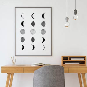 Moon Phases Prints, Affiche Scandinave, Moon Print, Moon Poster, La Lune Print, Luna Print, Scandinavian Print, Moon Wall Art, Nordic Print