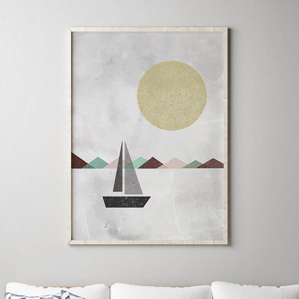 Sailboat print, geometric print, scandinavian print, poster skandinavisch, nordic print, nordic style, modern minimalist, geometric wall art