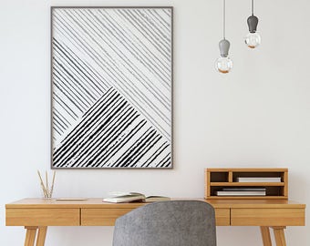 Geometric Print, Geometric Art, Black and White Stripes, Printable Art, Black and White Print, Minimalist Art, Printable Wall Art, Lines Art