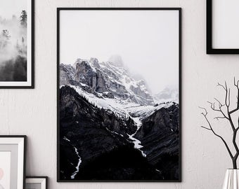 Mountain poster, affiche scandinave, Printable Wall Art, mountain print, mountain photo, wall art, snowy mountain, mountain peak, landscape