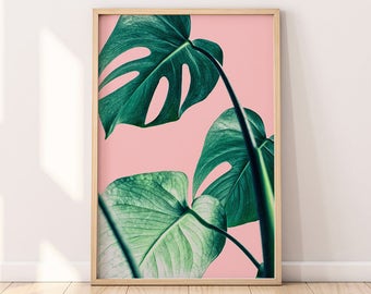 Monstera Leaf Print - Tropical Wall Art Poster, Botanical Minimalist Decor Gift (Digital Download)