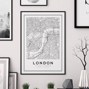 London Map Print, London City, London Map Poster, United Kingdom, City Map Print, Black and White Map, UK, England Print image 2