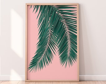Tropical Palm Leaf Print - Minimalist Wall Art Poster, Coastal Boho Decor (Digital Download)