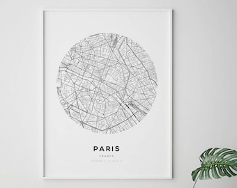 Paris Map Print, Paris Carte, Paris City, Paris Map Poster, France City, City Map Print, Black and White Map, France, France Print