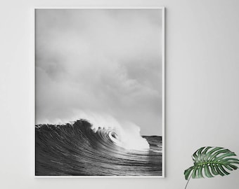 Wave Print, Affiche Scandinave, Black and White Waves, Ocean wall art, Wave Wall Art, Ocean Waves Art, Minimal Print, Scandinavian Prints