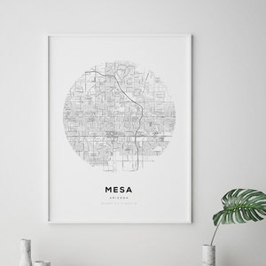 Impression de carte de Mesa, carte de Mesa, cartes de Mesa, affiche de carte de Mesa, Mesa Arizona, carte de l'Arizona, grandes cartes, art mural de carte, impressions de carte, plan des villes