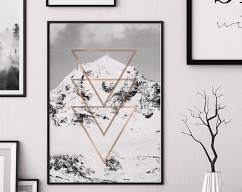 Mountain Print - Scandinavian Minimalist Wall Art Poster, Affiche Nature Landscape Home Decor (Digital Download)