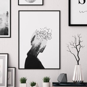 Abstract wall art, Scandinavian wall art, Forest Printable, Black and White Wall Art, Abstract prints, Scandinavian Print, Instant Download
