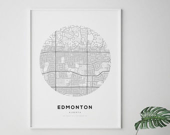 Edmonton Map Print, Edmonton Alberta, Edmonton Map Poster, Map of Edmonton, Alberta Maps, Edmonton Maps, Map Print, City Maps