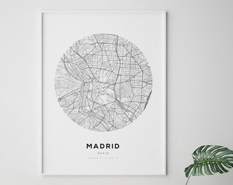 Madrid Map Print - Spain City Wall Art Poster, Minimalist Travel Decor (Digital Download)
