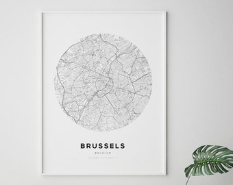 Brussels Map Print, Brussels Maps, Brussels Belgium, Map of Brussels, Brussels Map Poster, Brussels Wall Art, Belgium Map, Belgium Map Print