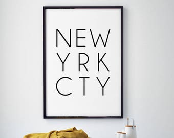 Stampa di New York City - Poster da parete in bianco e nero di New York, arredamento minimalista per la casa, stile urbano e da viaggio (download digitale)