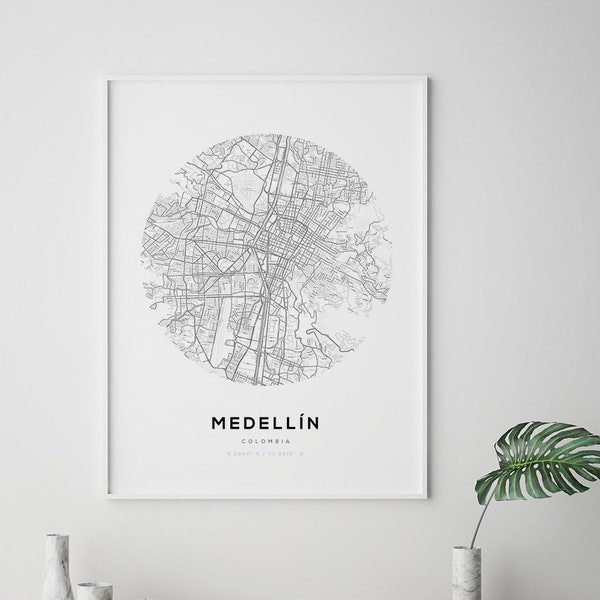 Medellin Karte Print, Medellin Karte Poster, Karte von Medellin, Medellin Kolumbien, Karte von Kolumbien, Kartendrucke, Karten, große Karten, Karten-Dekor