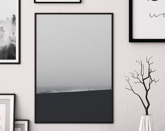 Beach print, affiche scandinave, black and white print, scandinavian print, scandinavian wall art, printable wall art, wave print, minimal