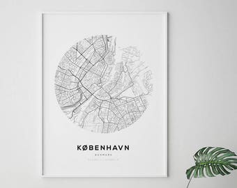 Copenhagen City Map Print - Denmark Wall Art Poster, Scandinavian Travel Decor (Digital Download)