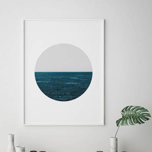 Scandinavian Circle Art, Modern Circle Art, Minimalist Ocean Print, Ocean Circle Print, Digital Wall Art, Instant Download, Digital Print