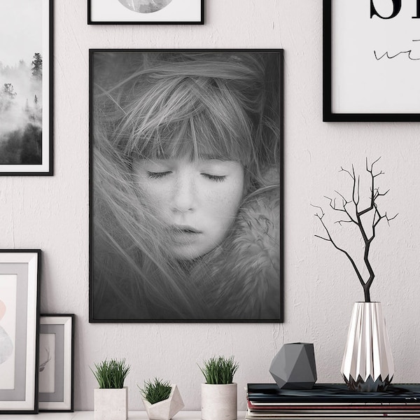 Emotion print, Affiche Scandinave, Poster Skandinavisch, Nordic Wall Art, Girl wall art, Eyes print, Printable Wall Art, Digital Print,Sleep