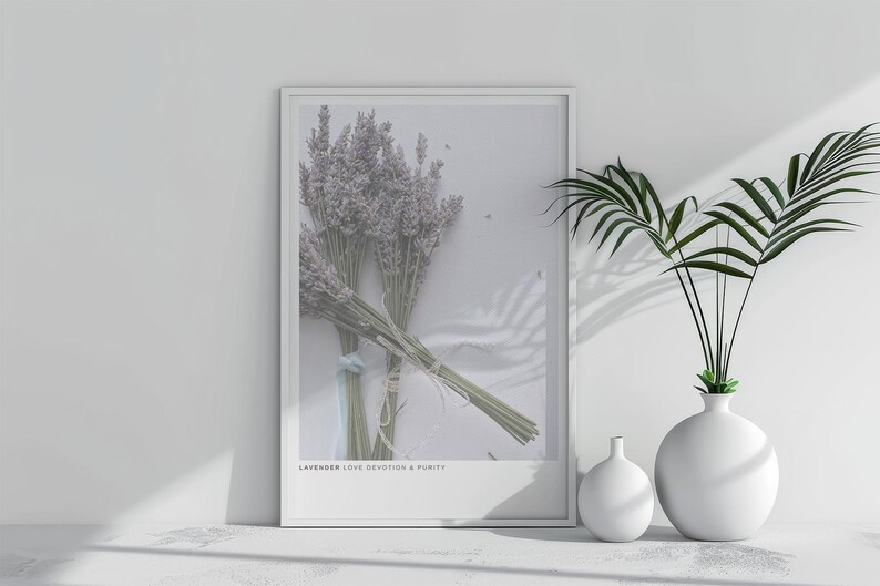 Printable Lavender Print - Modern Nordic Flower Wall Art, Minimalist Scandinavian Poster, Boho Purple Decor (Digital Download) image 1