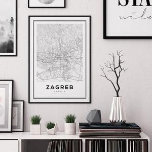 Zagreb Map Print, Map of Zagreb, Zagreb Croatia, Map of Croatia, Map Wall Art, Map Print, Street Map Art, Wall Decor Ideas, Bedroom Wall Art image 2