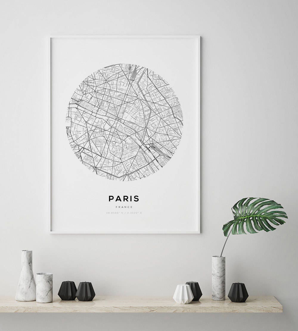 Paris Map Print, Paris Carte, Paris City, Paris Map Poster, France City, City Map Print, Black and White Map, France, France Print