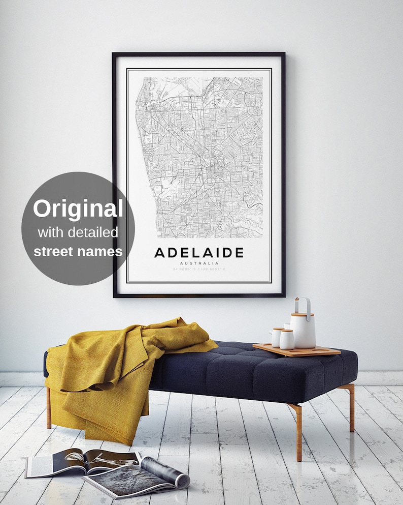Adelaide Map Print Australia Maps City Map Print Australia Etsy Sweden