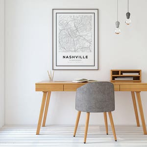 Nashville City Map Print, Nashville Tennessee, Street Map Print, City Map Wall Art, Tennessee Map, Nashville Map Poster, Modern Home Decor image 3