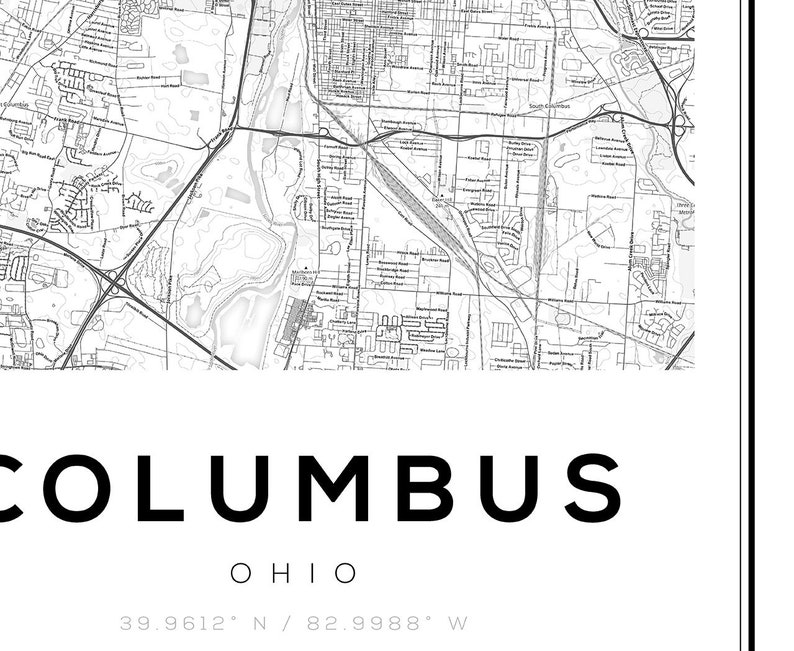Columbus Map Print Columbus Ohio Columbus OH Columbus Wall - Etsy