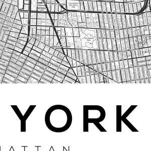 New York Map Print, Printable Wall Art, NYC Map, Manhattan Map Poster, NYC, United States Map Print, New York City, Black and White Map image 4